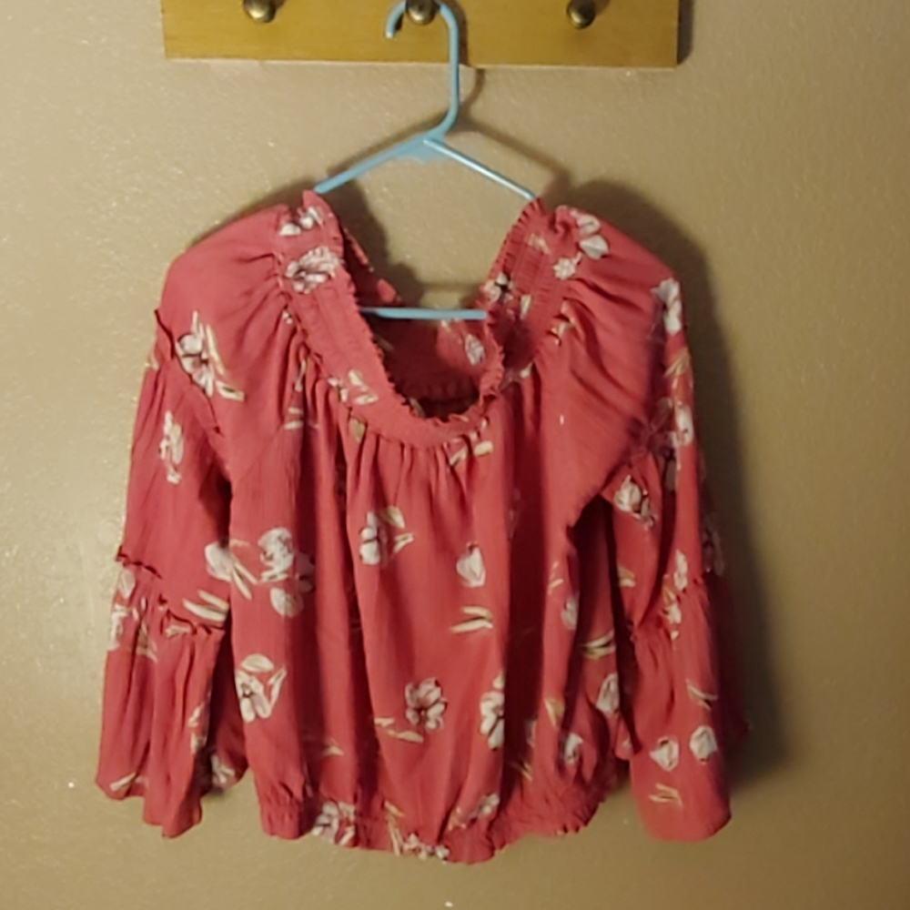 Hippie Laundry, Pink Top with Floral Print, Large
